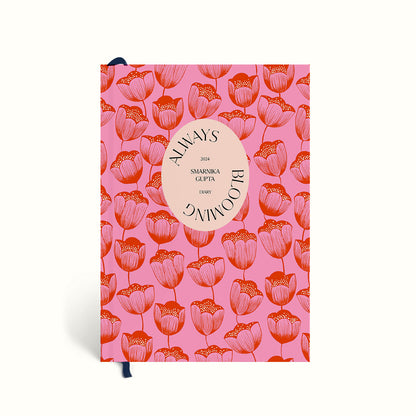 Pink Floral Design, Floral Design, Floral Pattern, Tulips Illustration, Personalised 2024 Planner, Dated Planner, Personalised Planner, 2024 Planner, 2024 Diary, Annual Diary, Planner 2024, Yearly Diary, New Year Diary, New Year Journal, Yearly Journal, Year Planners 2024, Planner 2024, The Muddy Jumpers