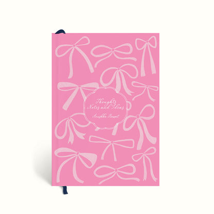 Coquette, Coquette Notebook, Hand drawn ribbons, Pink Ribbons, Ribbons Notebook, Journal, Graphic Notebook, Typography Notebook, Plain Notebook, Ruled Notebook, Dotted Notebook, Bullet Journal, Personalised Notebook, Custom Notebook