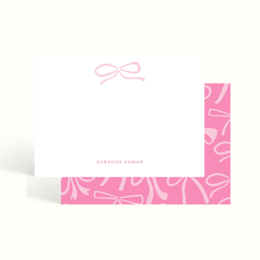 Coquette, Coquette ribbon, Ribbons, Bows,Notecards, handwritten notes, notemaking, notes, scalloped design, stationery, personalised notecards, personalised notes, custom notecards, the muddy jumpers