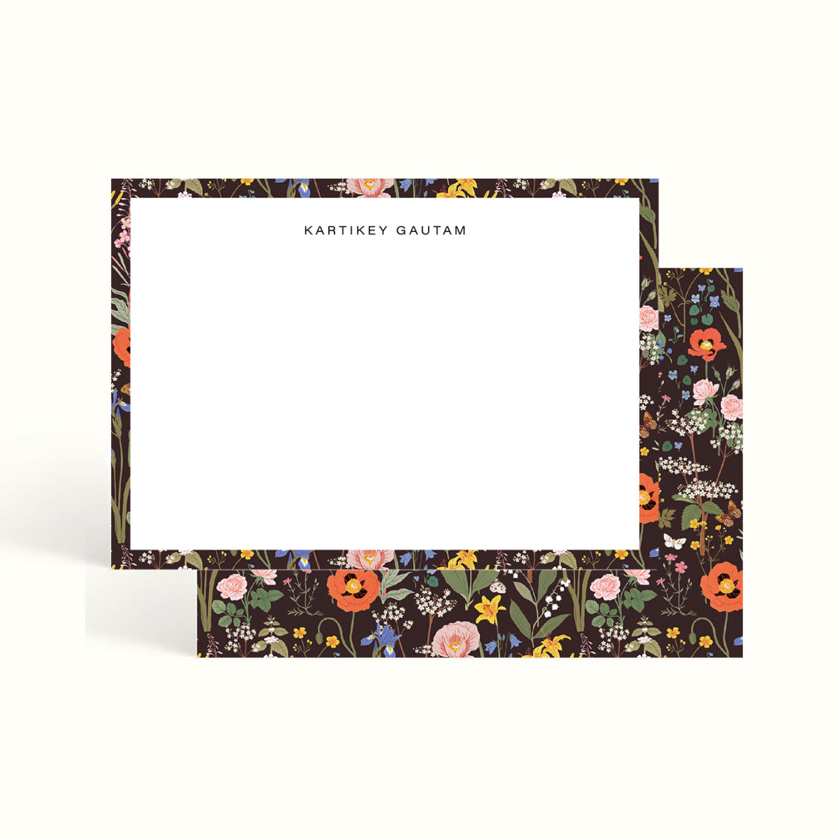 Flowers, Floral illustration, Floral pattern, Notecards, handwritten notes, notemaking, notes, scalloped design, stationery, personalised notecards, personalised notes, custom notecards, the muddy jumpers