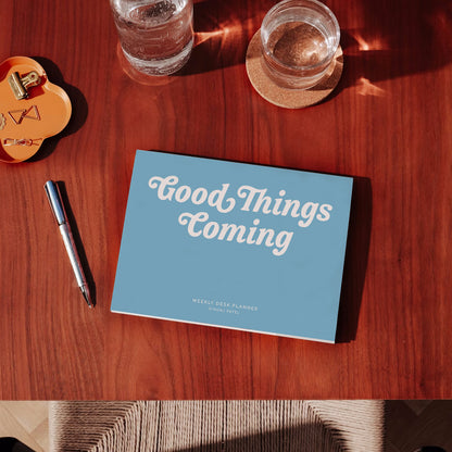 Good things Coming, Typographic Cover, Typography, Weekly Overview, Daily Planners, Personalised Planner, Productivity Planner, Journals and Planners, Planners and Journals, Journal Book Diary, To-Do, Weekly Planner, Desk Planner, Undated Planners, The Muddy Jumpers, Habit Tracker, Meal Planner