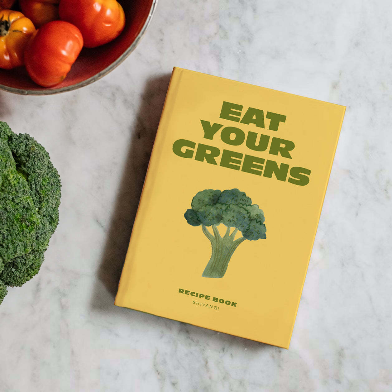 Eat your greens, broccoli, broccoli illustration,  Typography, Recipe Journal, Cooking Journal, Chef Book, Recipes, Recipe book, Cook book, Cookbook, Culinary book, The Muddy Jumpers, Journal